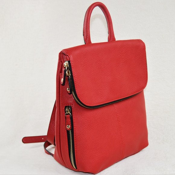 !! HP !! NWT STEVE MADDEN Red London Flap Backpack - Picture 2 of 8